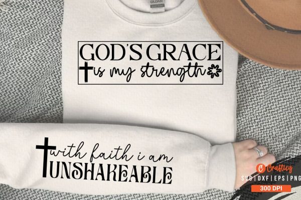 Gods grace is my strength Sleeve SVG Design For Sale