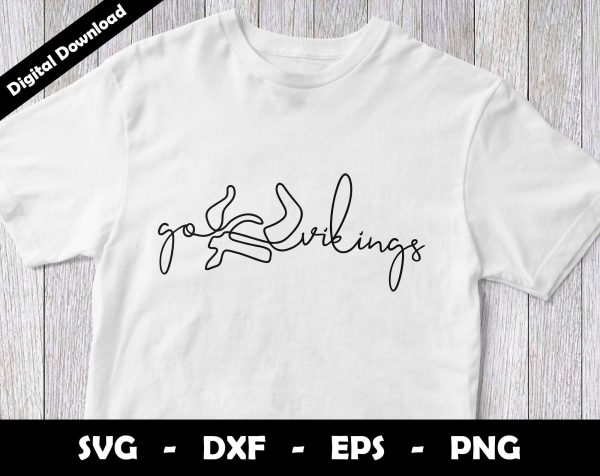 Go Vikings SVG Cut File, Vikings One line drawing SVG Design, Vikings Football Mascot Cheap