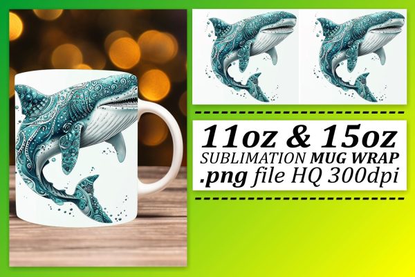 Vibrant Aquatic Scene Watercolor Mug Wrap For Sale