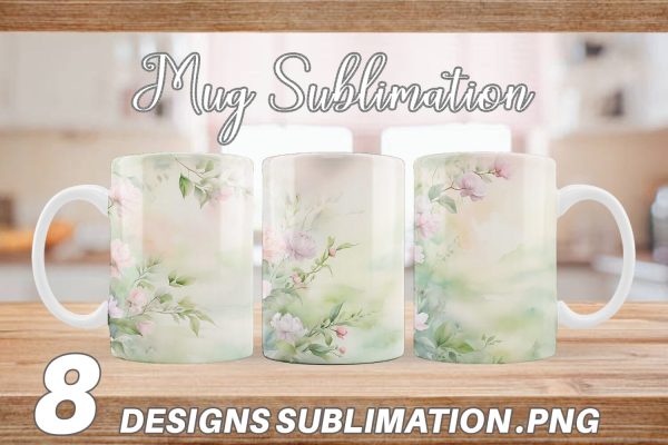 Mug Wrap Watercolor Spring Greenery Online Sale