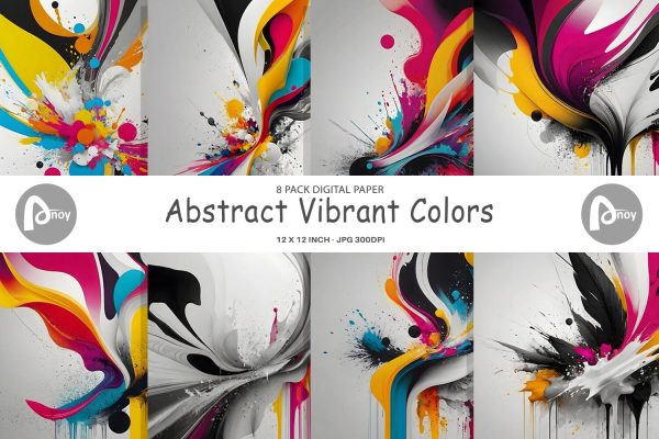 Digital Paper Abstract Vibrant Colors Hot on Sale