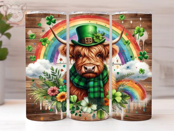 Highland Cow St Patrick s Day 20oz Tumbler Png, Straight & Tapered Tumbler Png, St Patrick s Day  Tumbler Png, Digital Download PNG For Sale