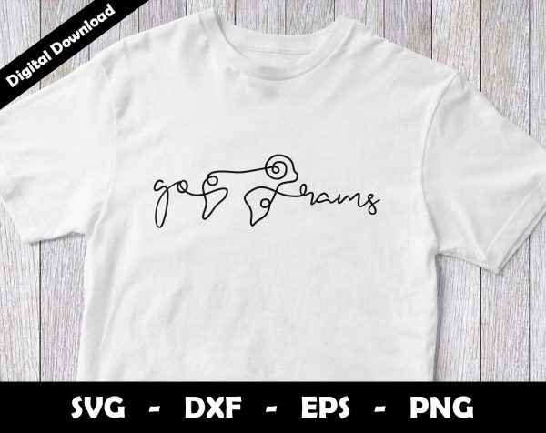 Go Rams SVG Cut File, Rams One line drawing SVG Design, Rams Football Mascot Online now