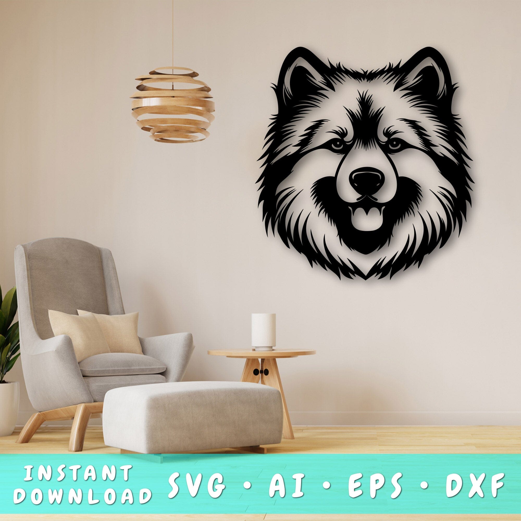 Samoyed Laser SVG Cut File, Samoyed Glowforge File, Samoyed DXF, Samoyed Wall Art SVG Online Sale