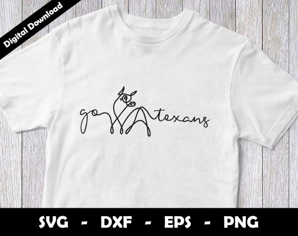 Go Texans SVG Cut File, Texans One line drawing SVG Design, Texans Football Mascot Online now