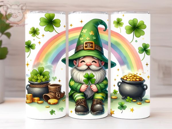 St Patrick s Gnome Tumbler Wrap, 20 oz Skinny Tumbler Sublimation Design, Gnome Tumbler Wrap, St Patrick s Tumbler Wrap, Digital Download For Discount