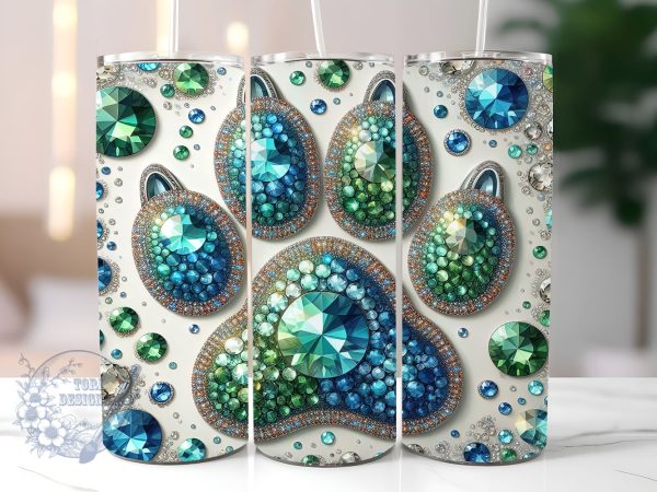 Glitter Dog Paw 20oz Skinny Tumbler, Dog Lover Tumbler Png, Straight & Tapered Tumbler Wrap, Instant Digital Download Sale