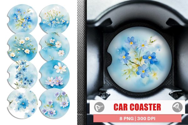 Car Coaster Flower Pattern Watercolor Online Sale
