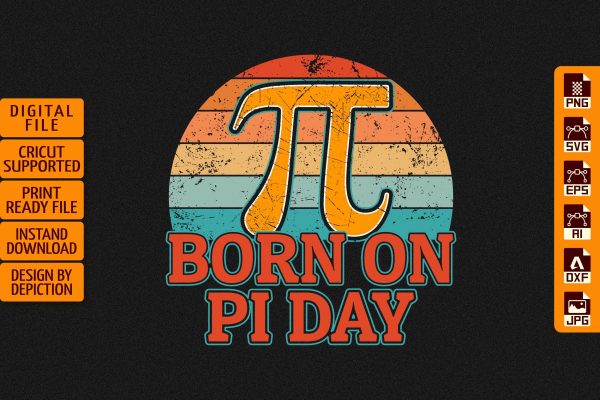National Pie Day T-Shirt, Born On Pi Day Shirt Pie Day Typography T-Shirt Print Template For Cheap
