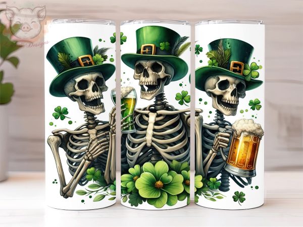 Skeletons St.Patrick s 20oz Tumbler Png, Straight & Tapered Tumbler Png, Happy St.Patrick s Tumbler Png, Digital Download PNG Cheap
