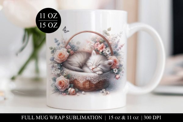 Grey Kitten 11 & 15oz Full Mug Wrap Sublimation Design PNG Online Sale