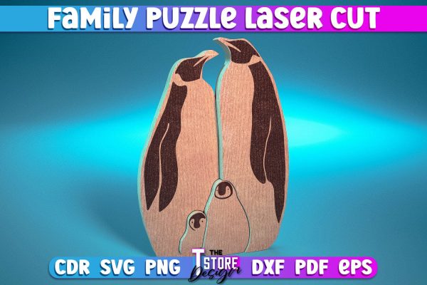Penguin Family Puzzle Laser Cut | Puzzle Design | CNC File For Sale