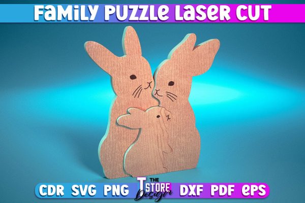 Rabbit Family Puzzle Laser Cut | Puzzle Laser Cut Design | CNC File Online