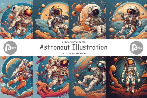 Digital Paper Astronaut Illustration Online Sale
