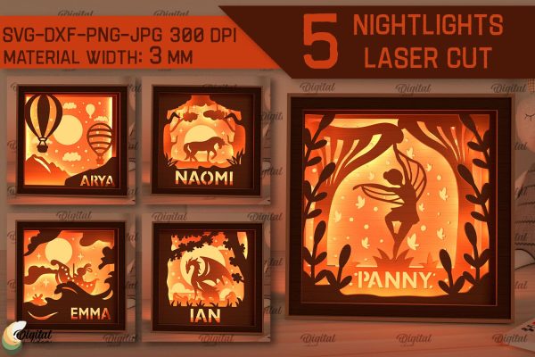 Nightlight Laser Cut Bundle. Home Decor SVG on Sale