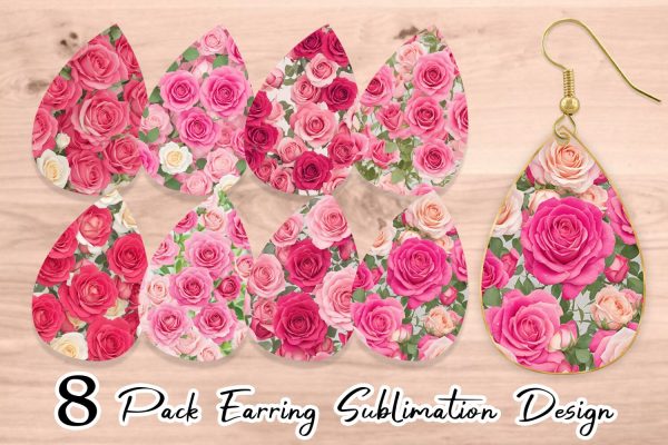 Earring Pink Rose Pattern Hot on Sale