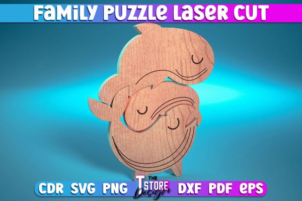 Whale Family Puzzle Laser Cut | Puzzle Laser Cut Design | CNC File Discount