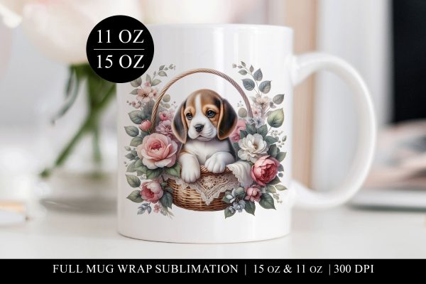 Beagle Sublimation Mug Wrap for 11 & 15oz Mugs Fashion