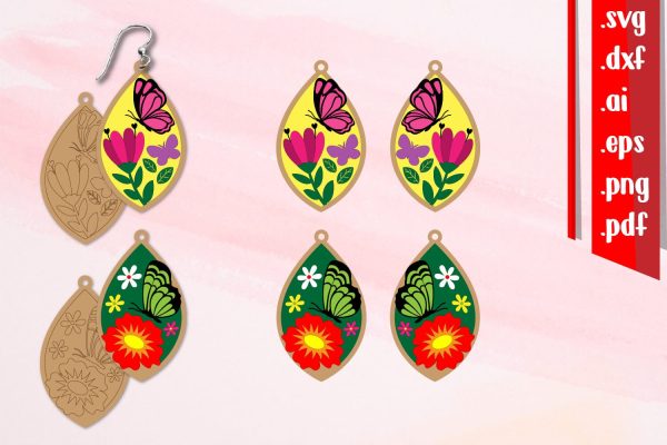 Spring Earrings Laser cut 2 | Cut and Score Earrings Supply
