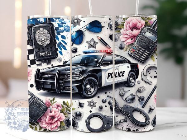 USA Police 20 oz Skinny Tumbler, 4th of July Tumbler Png, Straight & Tapered Tumbler Wrap, Instant Digital Download For Discount
