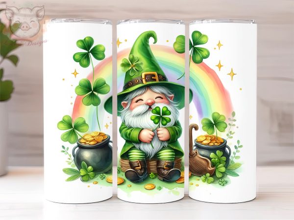 St Patrick s Gnome Tumbler Wrap, 20 oz Skinny Tumbler Sublimation Design, Gnome Tumbler Wrap, St Patrick s Tumbler Wrap, Digital Download Cheap