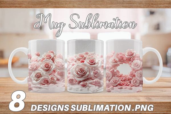 Mug Wrap Pink Roses Flower For Cheap