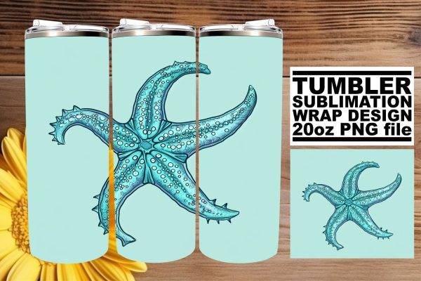 Beach Babe Tumbler Design, Summer Sublimation Wrap, 20oz, Coastal Fish Art, Watercolor Ocean Sale