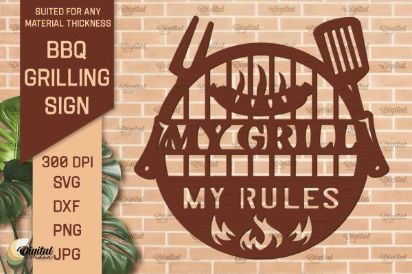 BBQ Grilling Sign Laser Cut. BBQ Sign SVG Laser Cut Files Hot on Sale