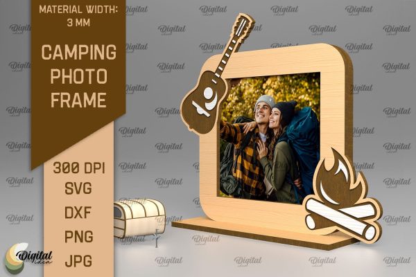 Camping Photo Frame SVG. Photo Frame Laser Cut Fashion