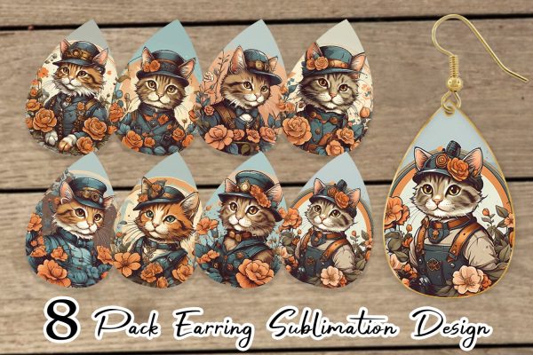 Earring Teardrop Steampunk Cat For Discount