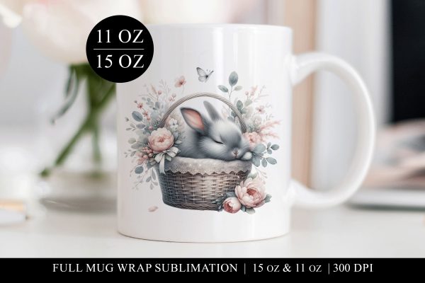 Spring Rabbit Sublimation Mug Wrap for 11 & 15oz Mugs Fashion
