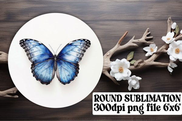 Vibrant Butterfly Round Sublimation Design for Keyrings & Coasters Cheap
