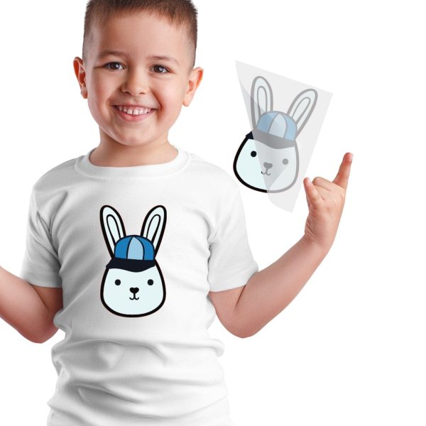 Blue Bunny With Hat DTF Transfer on Sale