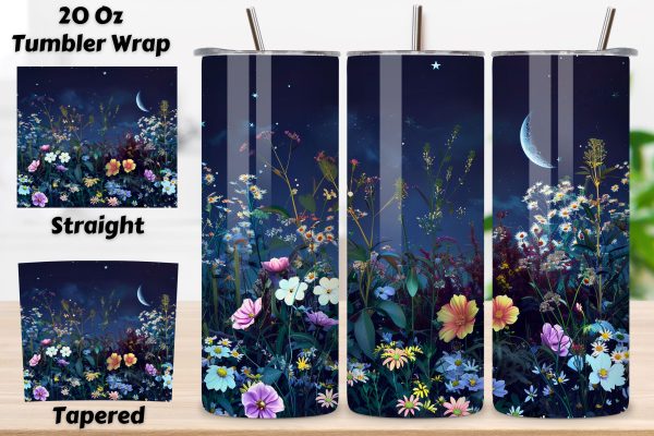 Blooming Spring 3D Tumbler Design, Spring Bloom Night Sky, 3D Spring Landscape Tumbler Design, Digital PNG Wrap for Sublimation, Scenic Mountain Field Graphic Online