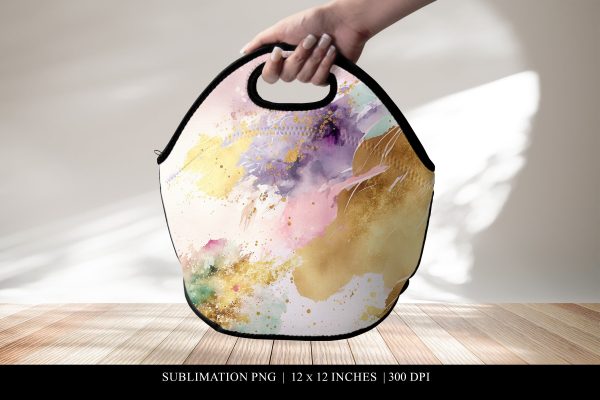 Watercolor Splash Lunch Tote Bag Sublimation Design Online Sale