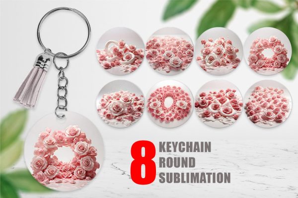 Keychain Pink Roses Flower on Sale