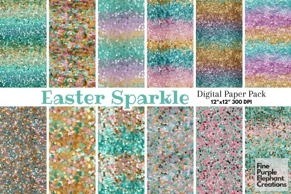 Chunky Easter Glitter Digital Paper | Pastel Spring Online Hot Sale