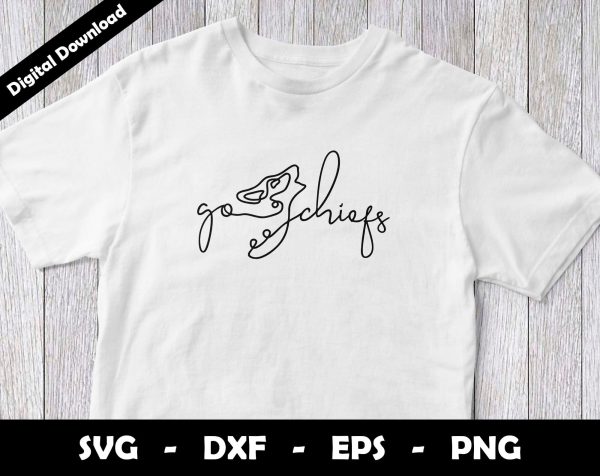 Go Chiefs SVG Cut File, Chiefs One line drawing SVG Design, Chiefs Football Mascot For Cheap