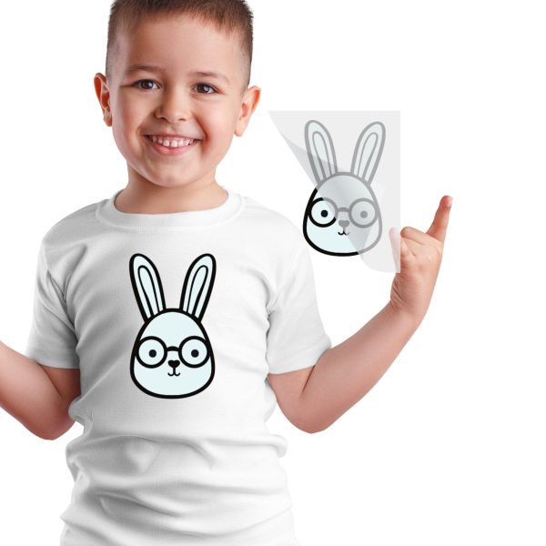 Blue Bunny With Glasses DTF Transfer Sale