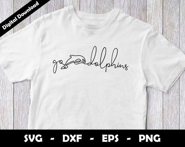 Go Dolphins SVG Cut File, Dolphins One line drawing SVG Design, Dolphins Football Mascot For Cheap