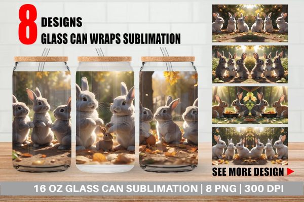 Glass Can Wrap Bunny on Summer For Discount