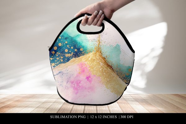 Abstract Lunch Bag Sublimation Design, Pastel Lunch Tote PNG Online