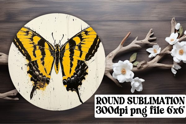Whimsical Butterfly Sublimation Circle for Keychains & Car Accessories on Sale