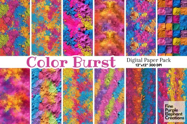 Festival of Color Powder Texture Digital Paper | Rainbow Pride LGBTQ Holi Sale