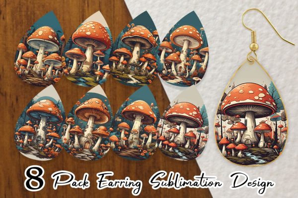 Earring Teardrop Vintage Mushroom Forest Online Sale