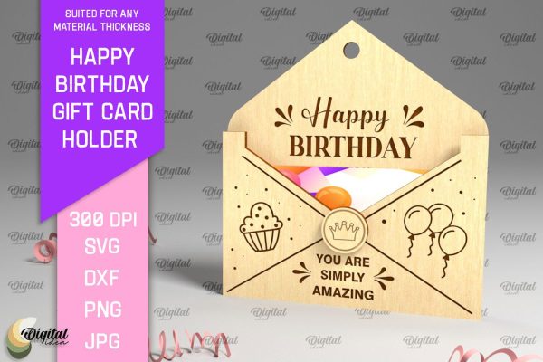 Happy Birthday SVG. Gift Card Holder Laser Cut Online Hot Sale