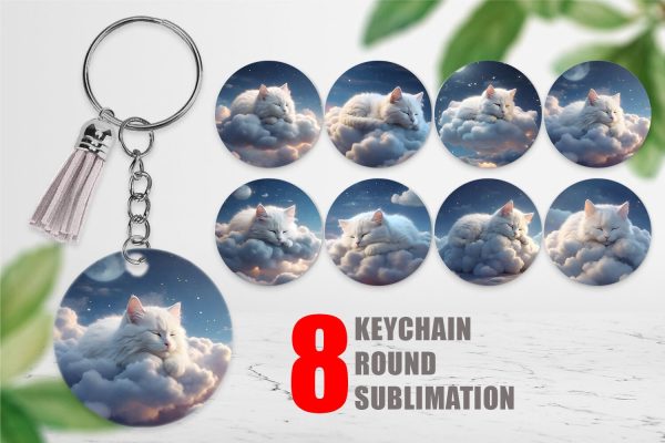 Keychain Cute Cat Sleeping Discount