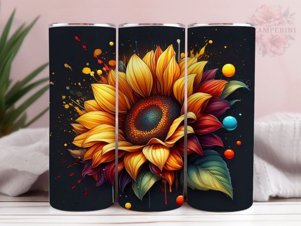 Tie Dye Sunflowers  20oz Tumbler Wrap PNG, Sunflowers Tumbler Png, Straight & Tapered Tumbler Wrap, Instant Digital Download Supply