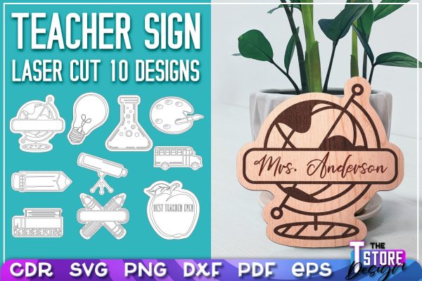 Teacher Sign Laser Cut | Teacher Gift Design | CNC Files Online