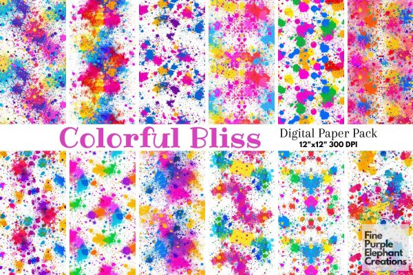 Color Splatter Texture Digital Paper | Rainbow Festival Pride LGBTQ Online Sale